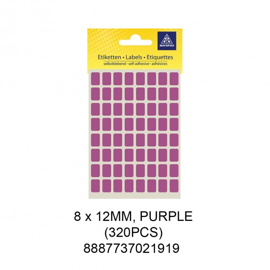 MAYSPIES MS-8X12MM COLOUR LABEL / 5 SHEETS/PKT / 320PCS / 8X12MM PURPLE